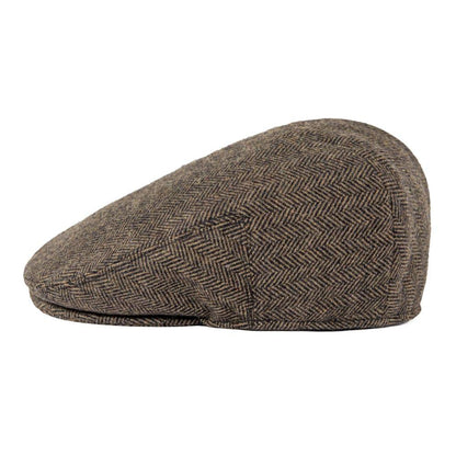 Croix Herringbone Wool Flat Cap - Timeless Herringbone Wool Flat Cap For Casual Looks