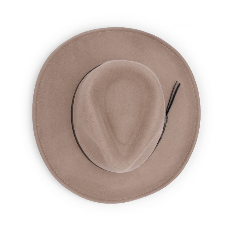 Crushable Water Repellent Australian Wool Felt Outback Hat with Faux Leather Band