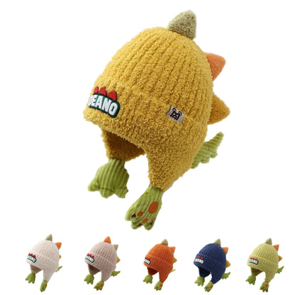 Deano Dinosaur Kids Winter Knitted Earflaps Beanie - Urban Caps
