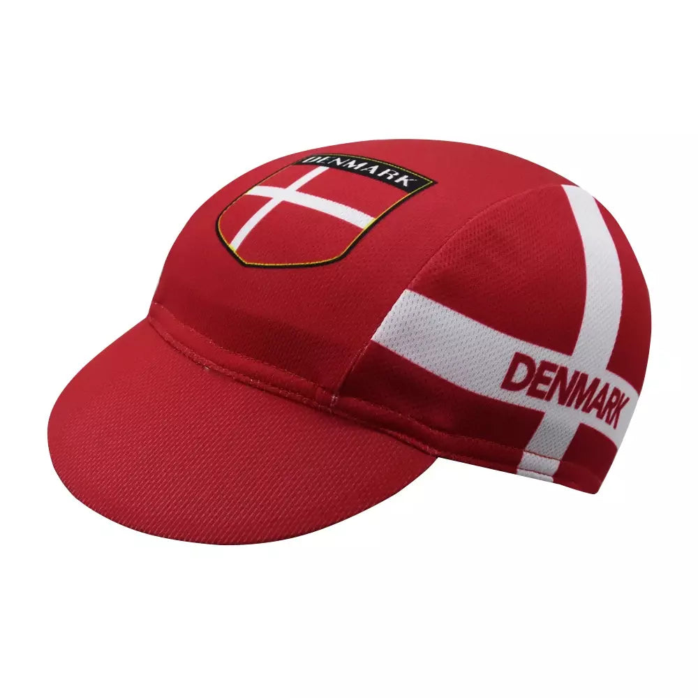 Denmark Flag Cycling Cap Lightweight Breathable Acrylic Quick Dry for Riders