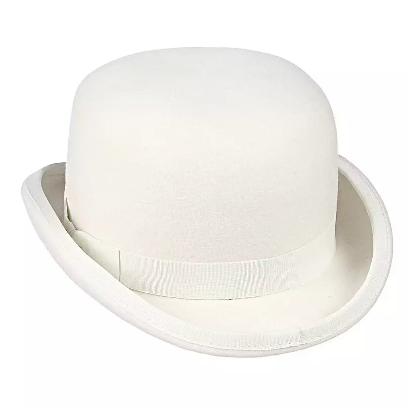 Derby White Scottish Wool Bowler Hat With Breathable Cotton Sweatband