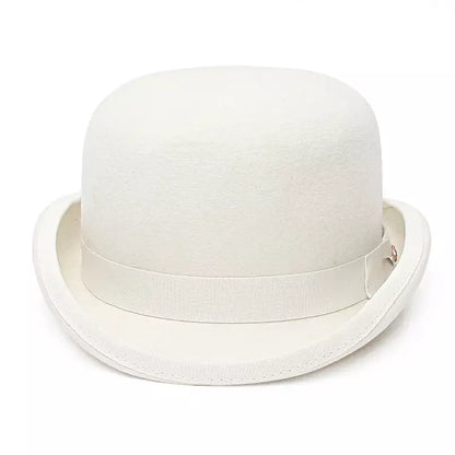 Derby White Scottish Wool Bowler Hat With Breathable Cotton Sweatband