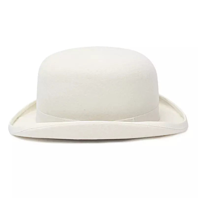 Derby White Scottish Wool Bowler Hat With Breathable Cotton Sweatband