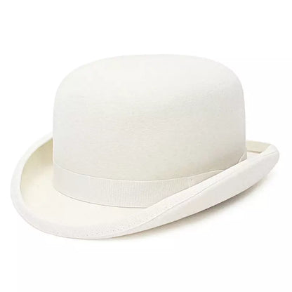 Derby White Scottish Wool Bowler Hat With Breathable Cotton Sweatband