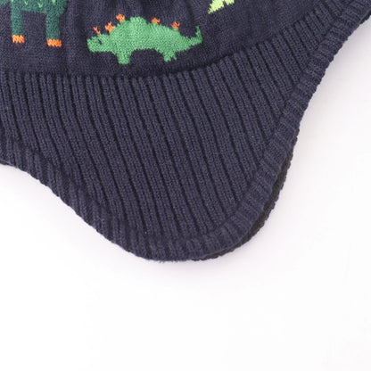 Dinosaurs Earflaps Beanie Pom-Pom for Kids Winter - Urban Caps