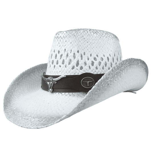 Dodge Summer White Cowboy Hat - Handmade With Leather Ribbon For Classic Western Style