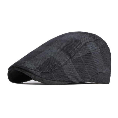 Donegal Corduroy Plaid Flat Cap - Timeless Corduroy Cap With Classic Plaid Pattern