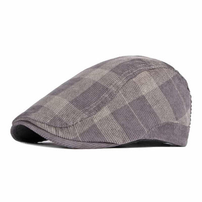 Donegal Corduroy Plaid Flat Cap - Timeless Corduroy Cap With Classic Plaid Pattern