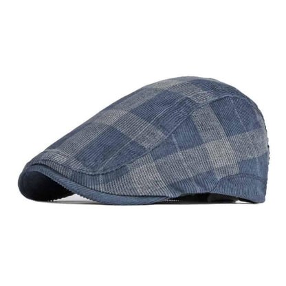 Donegal Corduroy Plaid Flat Cap - Timeless Corduroy Cap With Classic Plaid Pattern