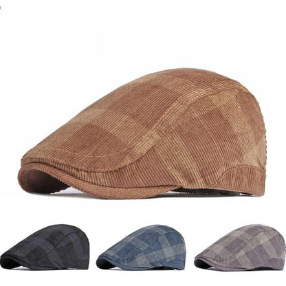 Donegal Corduroy Plaid Flat Cap - Timeless Corduroy Cap With Classic Plaid Pattern