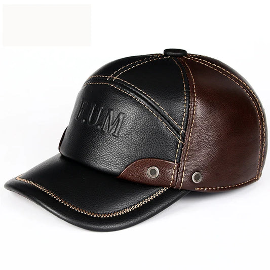 FUM Genuine Leather Baseball Cap - Refined Sheepskin Leather Cap For Versatile Style