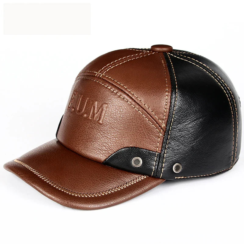 FUM Genuine Leather Baseball Cap - Refined Sheepskin Leather Cap For Versatile Style
