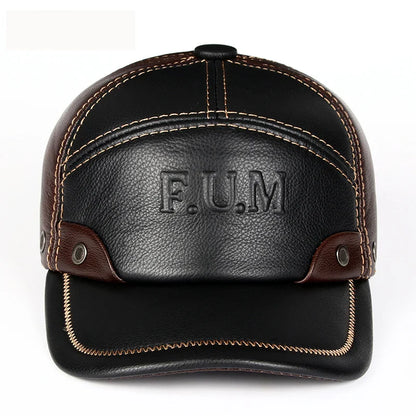 FUM Genuine Leather Baseball Cap - Refined Sheepskin Leather Cap For Versatile Style