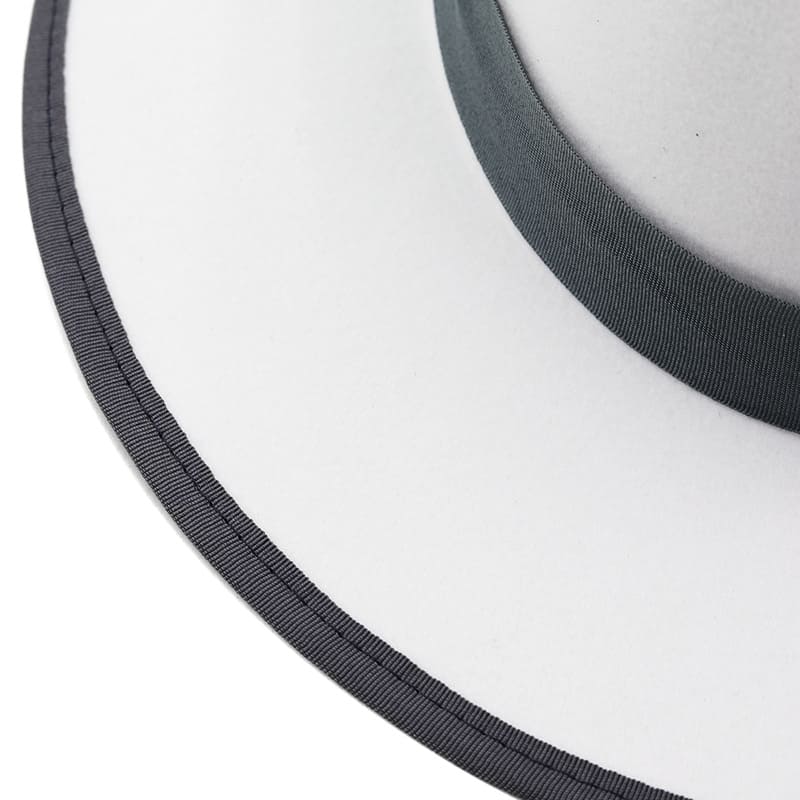 Feathers White Wool Fedora Hat - Classic Wool Fedora With Pheasant Feather Accent