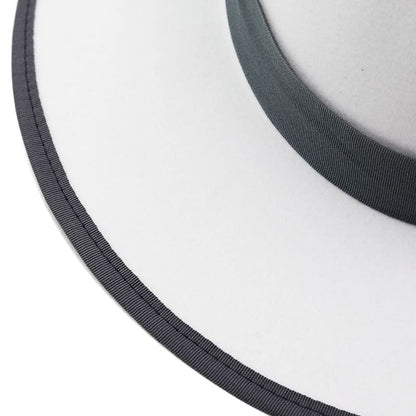 Feathers White Wool Fedora Hat - Classic Wool Fedora With Pheasant Feather Accent