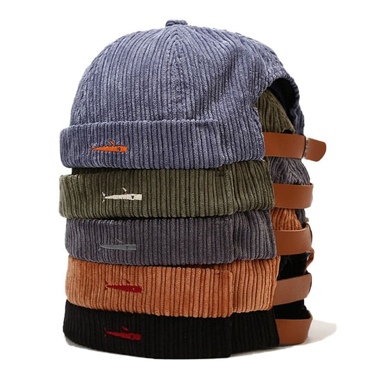 Fisherman Corduroy Docker Cap – Vintage Brimless Sailor Hat