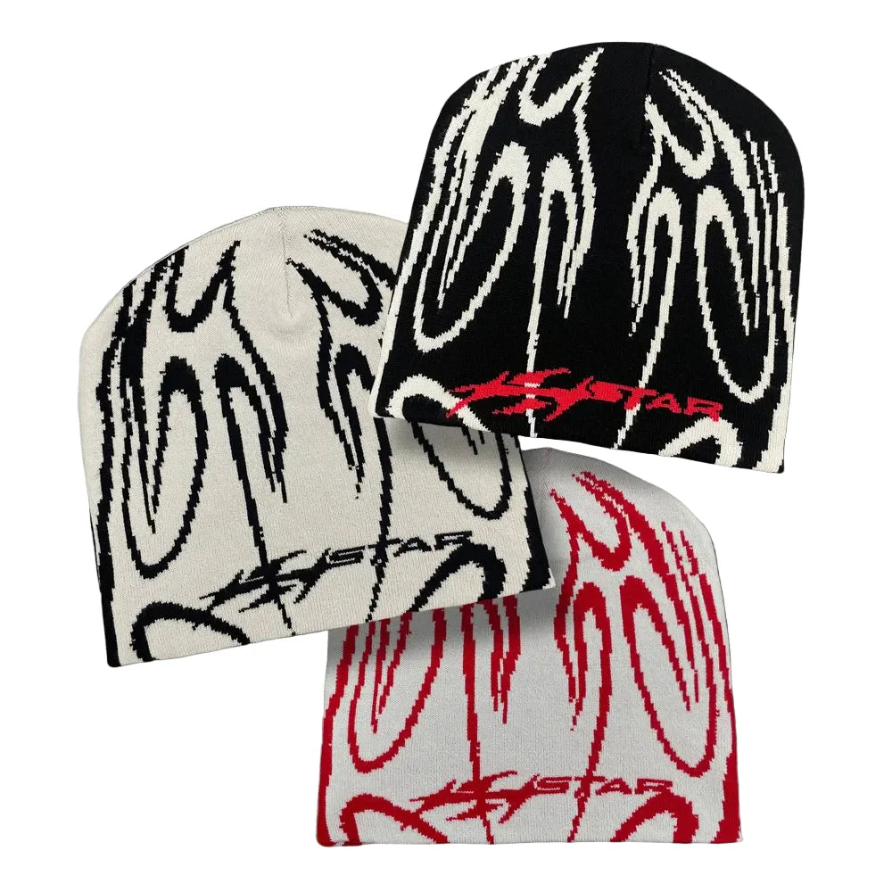 Flaming Star Knitted Beanie - Urban Caps