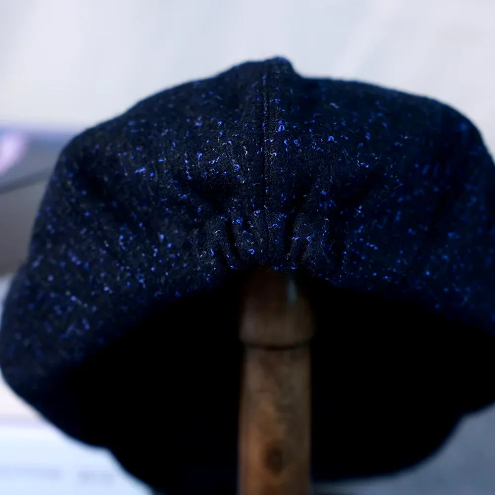 Flecked Navy Blue Wool Newsboy Cap - Classic Newsboy Style With Practical Warmth
