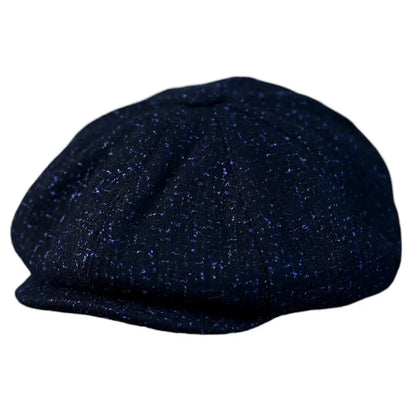 Flecked Navy Blue Wool Newsboy Cap - Classic Newsboy Style With Practical Warmth