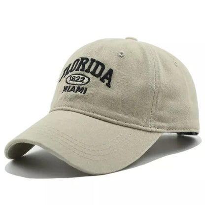 Florida Miami Vintage Baseball Cap - Retro Florida Style With Embroidered Logo Emblem