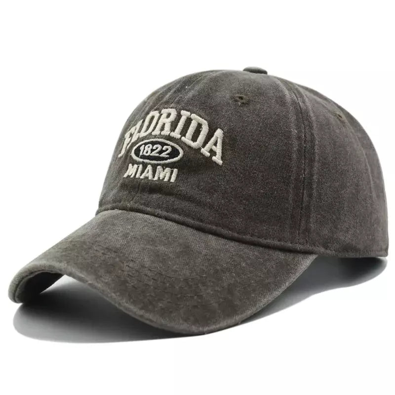 Florida Miami Vintage Baseball Cap - Retro Florida Style With Embroidered Logo Emblem