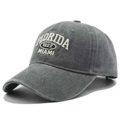 Florida Miami Vintage Baseball Cap - Retro Florida Style With Embroidered Logo Emblem