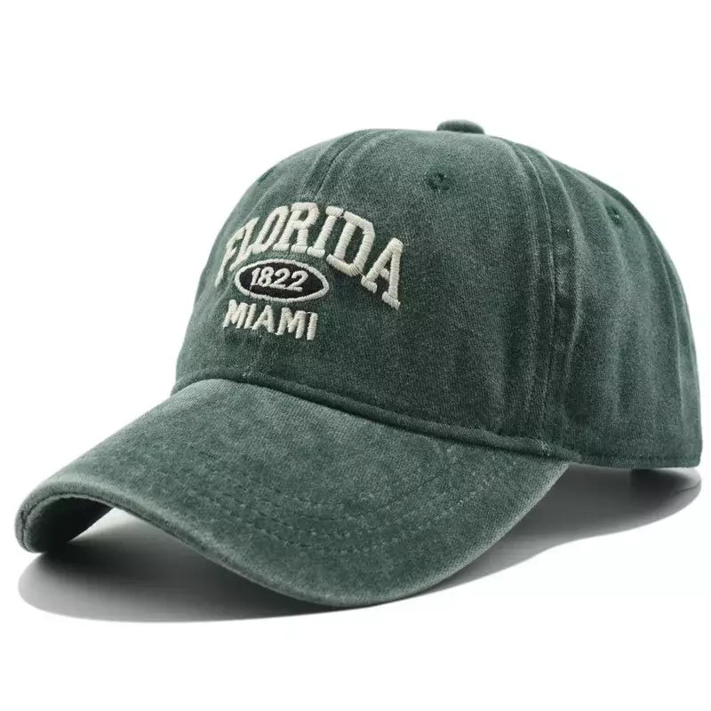 Florida Miami Vintage Baseball Cap - Retro Florida Style With Embroidered Logo Emblem