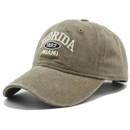 Florida Miami Vintage Baseball Cap - Retro Florida Style With Embroidered Logo Emblem