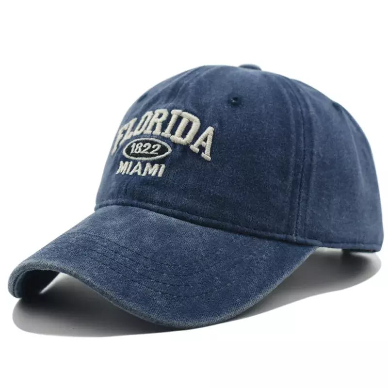 Florida Miami Vintage Baseball Cap - Retro Florida Style With Embroidered Logo Emblem