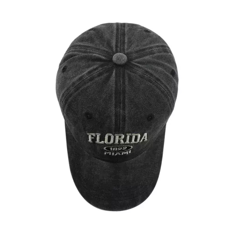 Florida Miami Vintage Baseball Cap - Retro Florida Style With Embroidered Logo Emblem