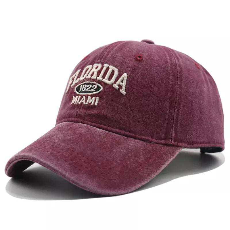 Florida Miami Vintage Baseball Cap - Retro Florida Style With Embroidered Logo Emblem