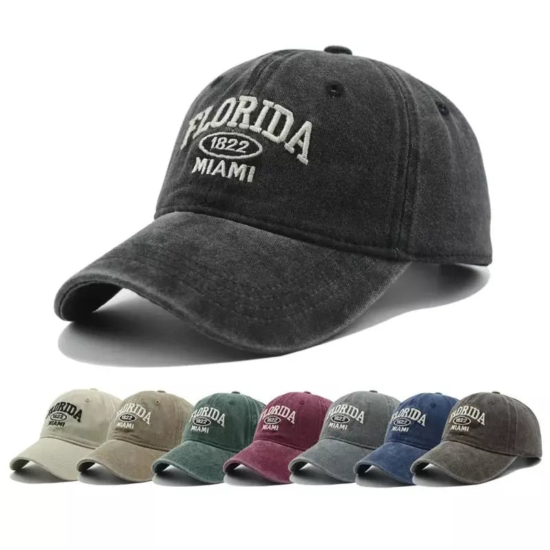 Florida Miami Vintage Baseball Cap - Retro Florida Style With Embroidered Logo Emblem