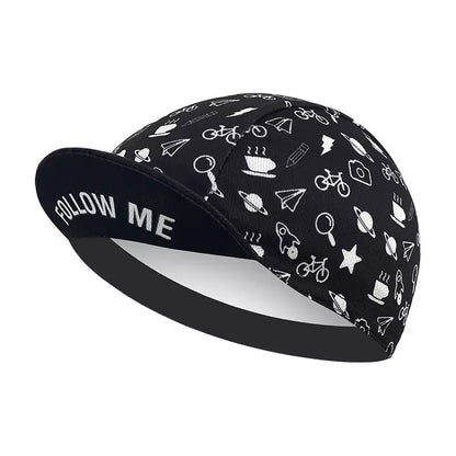 Follow Me Black Cycling Cap Lightweight Breathable Performance Headwear