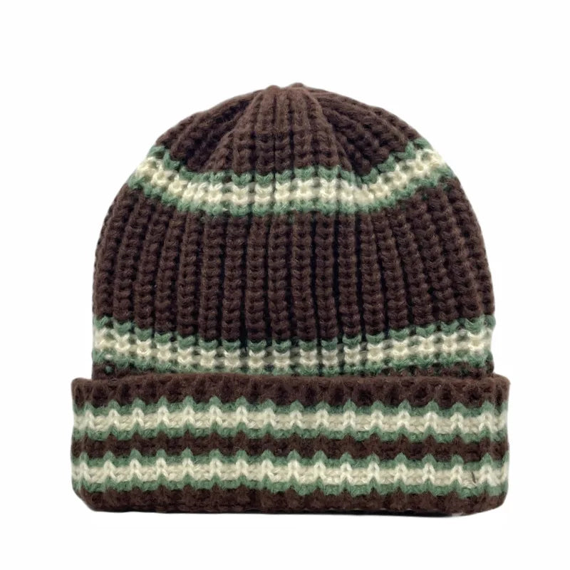 Fremont Winter Striped Knitted Beanie - Cozy Cotton And Acrylic Knit For Cold Days