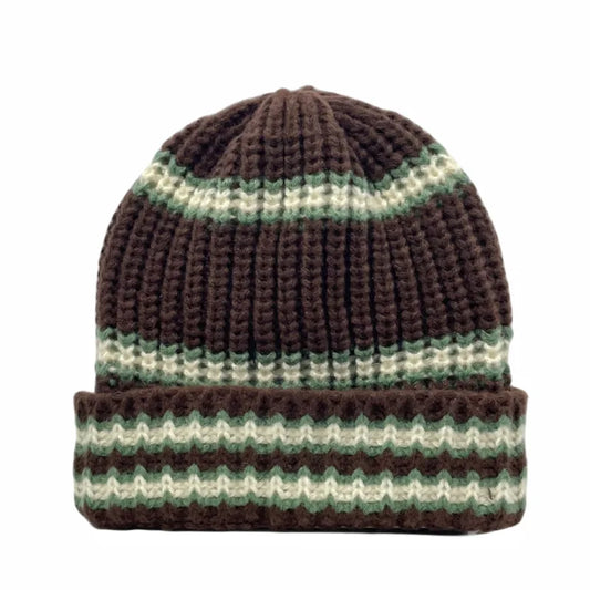 Fremont Winter Striped Knitted Beanie - Cozy Cotton And Acrylic Knit For Cold Days