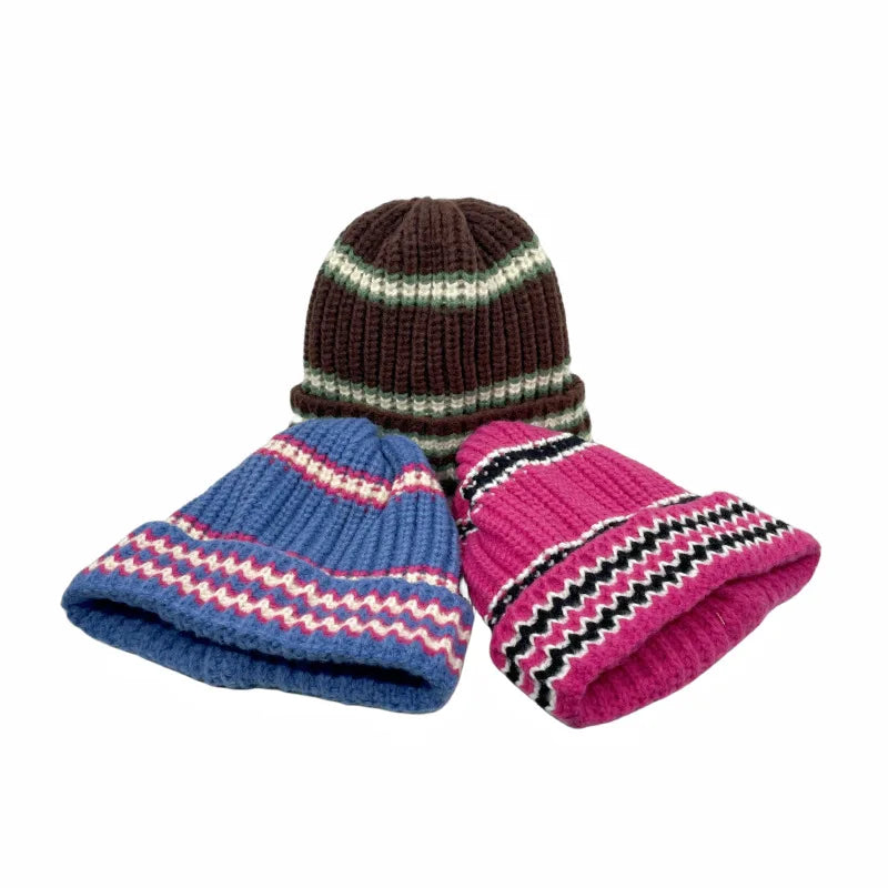 Fremont Winter Striped Knitted Beanie - Cozy Cotton And Acrylic Knit For Cold Days