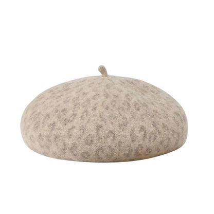 French Leopard Print Wool Beret - Timeless French Style Wool Hat For Chic Ensembles