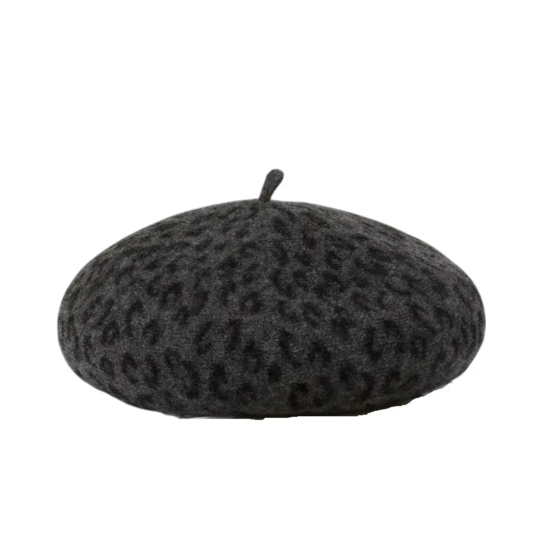 French Leopard Print Wool Beret - Timeless French Style Wool Hat For Chic Ensembles