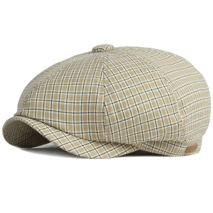 Gante Plaid Cotton Newsboy Cap - Casual Plaid Cotton Newsboy Cap For Daily Style