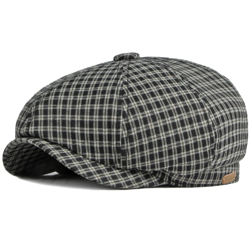 Gante Plaid Cotton Newsboy Cap - Casual Plaid Cotton Newsboy Cap For Daily Style