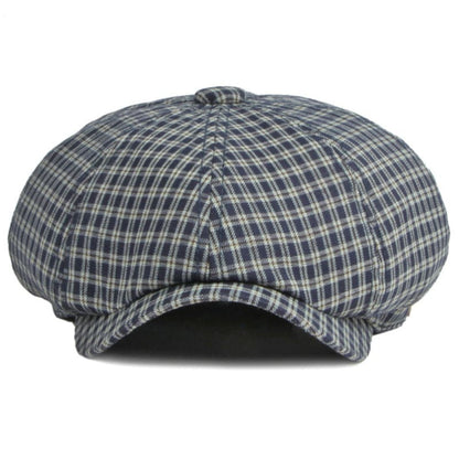 Gante Plaid Cotton Newsboy Cap - Casual Plaid Cotton Newsboy Cap For Daily Style