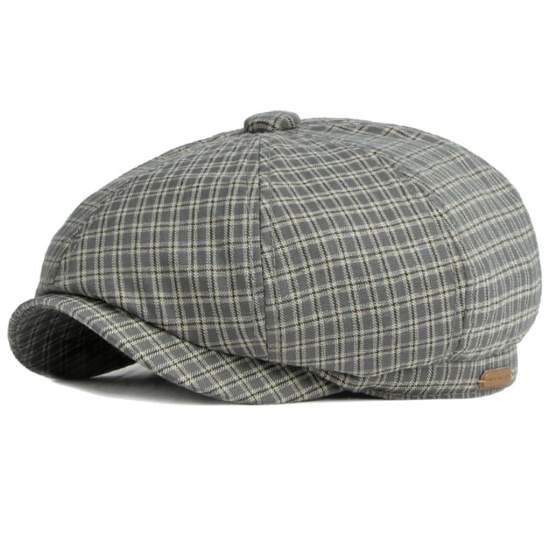 Gante Plaid Cotton Newsboy Cap - Casual Plaid Cotton Newsboy Cap For Daily Style