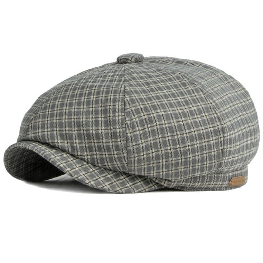 Gante Plaid Cotton Newsboy Cap - Casual Plaid Cotton Newsboy Cap For Daily Style