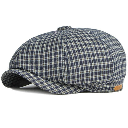 Gante Plaid Cotton Newsboy Cap - Casual Plaid Cotton Newsboy Cap For Daily Style