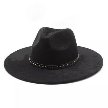 Garret Wide Brim Fedora Hat – Vegan Suede Adjustable Statement Hat