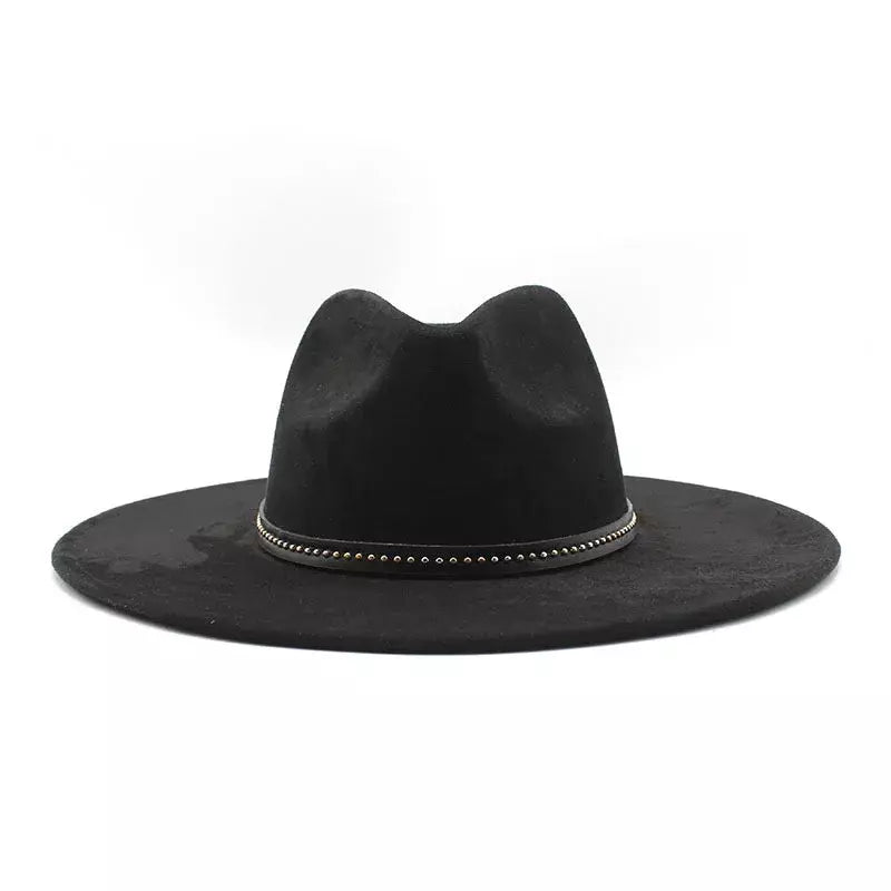 Garret Wide Brim Fedora Hat – Vegan Suede Adjustable Statement Hat