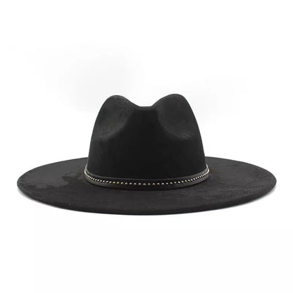 Garret Wide Brim Fedora Hat – Vegan Suede Adjustable Statement Hat