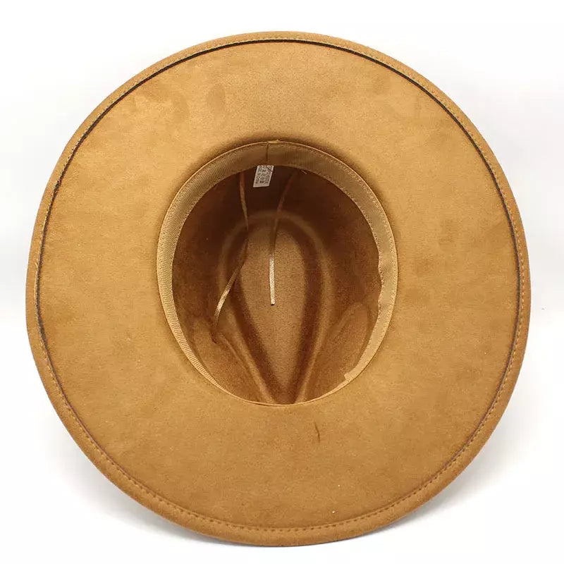 Garret Wide Brim Fedora Hat – Vegan Suede Adjustable Statement Hat