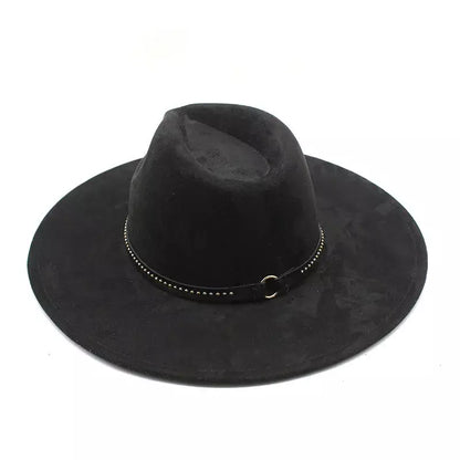 Garret Wide Brim Fedora Hat – Vegan Suede Adjustable Statement Hat