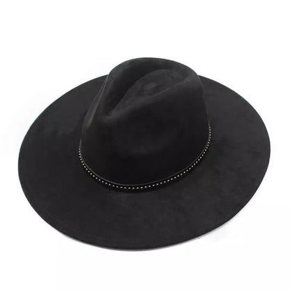Garret Wide Brim Fedora Hat – Vegan Suede Adjustable Statement Hat